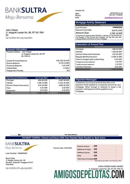 para download Modelo Word e PDF de declaração de hipoteca do Banco Sultra da Indonésia